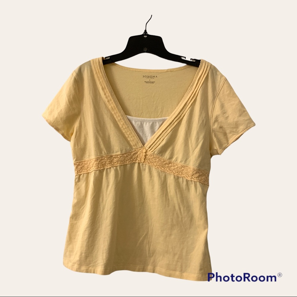 Sonoma Yellow Empire Waist Top Size Large